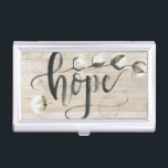 Farmhouse Inspiration -Hope Business Card Case<br><div class="desc">Farmhouse Inspiration IV by Jennifer Paxton Parker. Features "Hope" in a beautiful script alongside cotton.</div>