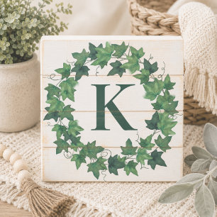 Farmhouse Ivy Wreath Signature Wooden Box Sign