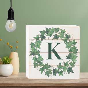 Farmhouse Ivy Wreath Signature  Wooden Box Sign