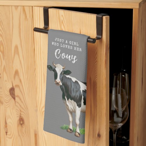 Farmhouse  Just a Girl who Loves Her Cows Kitchen Towel