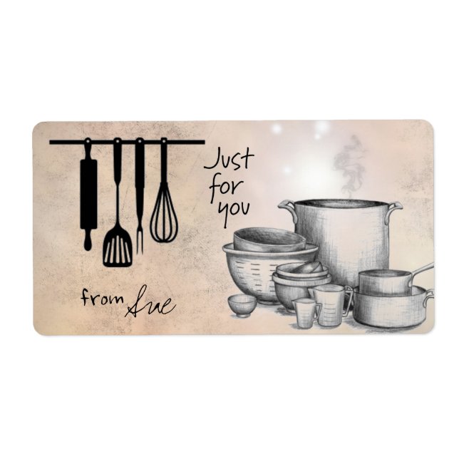 Farmhouse "Just for You" Cooking/Baking Labels (Front)
