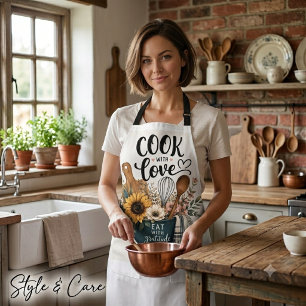 Farmhouse Kitchen Floral Design with Sunflowers Apron