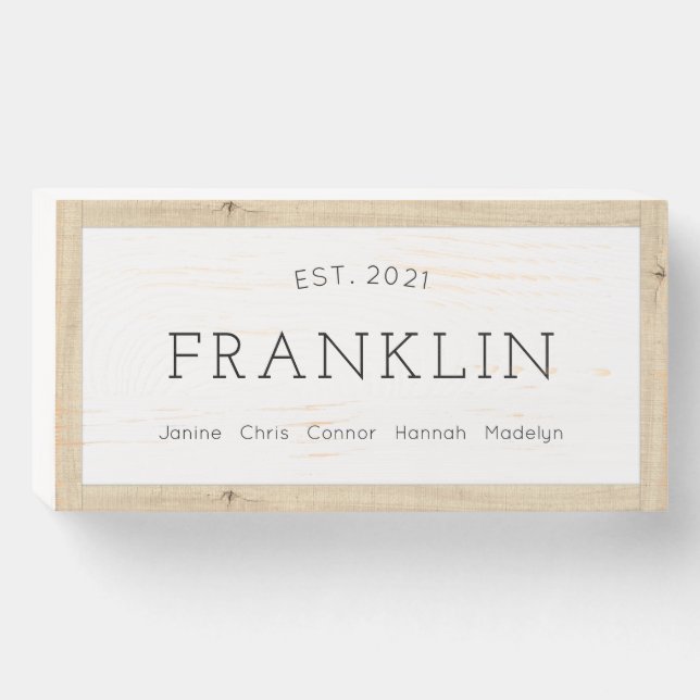 Farmhouse Last Name Established Wooden Box Sign (Front Horizontal)