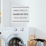 Farmhouse Laundry Room Custom Faux Canvas Print<br><div class="desc">This cute modern farmhouse laundry room sign reads "Laundry service co. ,  Loads of fun,  self serve- open 24 hours". With a simple faux tile design,  this sign is a little bit modern,  and a little bit vintage. This sign makes the perfect housewarming or wedding shower gift!</div>