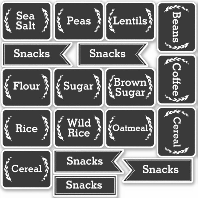 Farmhouse Laurels & Black Pantry Storage Label (Front)