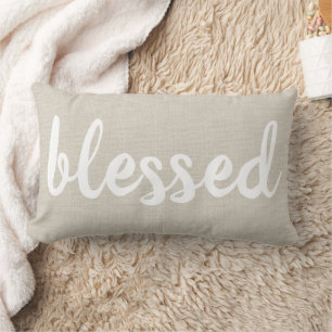 Farmhouse Linen Blessed Throw Pillow