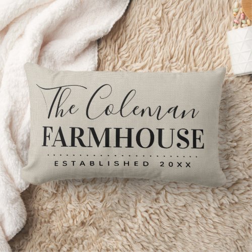 Farmhouse Linen Family Monogram Throw Pillow