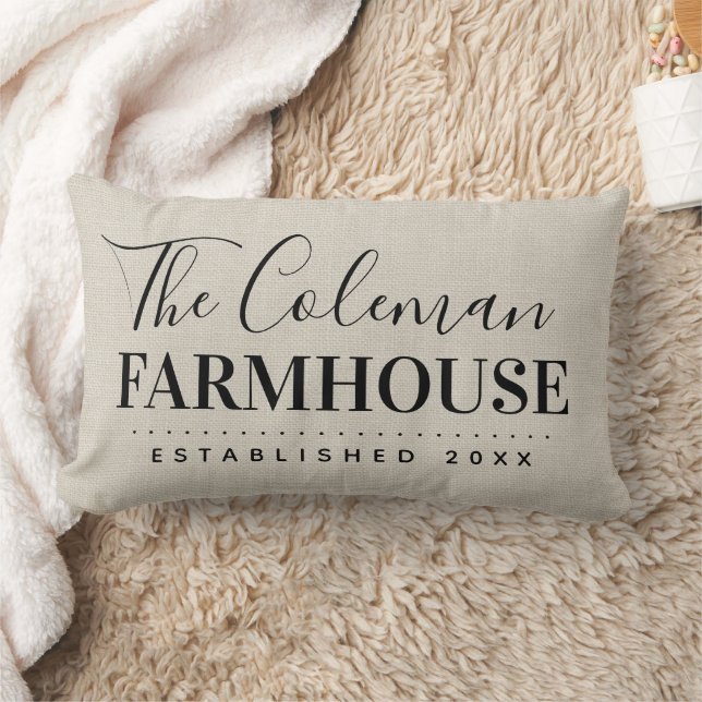 Farmhouse Linen Family Monogram Throw Pillow (Blanket)
