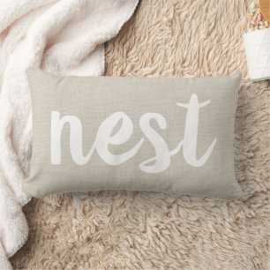 Farmhouse Linen Nest Throw Pillow