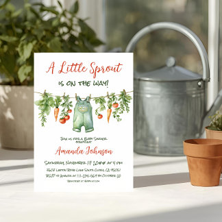 Farmhouse Little Sprout Clothesline Baby Shower Invitation