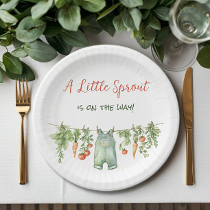 Farmhouse Little Sprout Clothesline Baby Shower Paper Plates