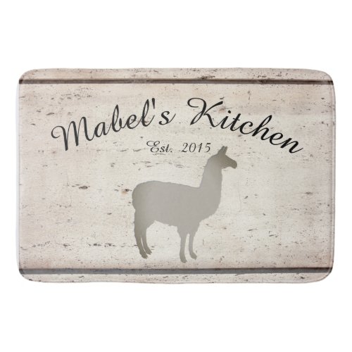 Farmhouse Llama Monogram Kitchen Mat