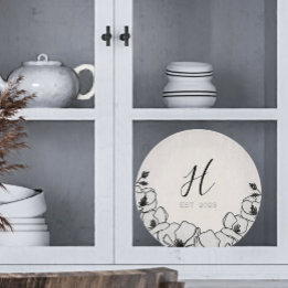 Farmhouse Magnolia Flower Custom Established Year Cutting Board