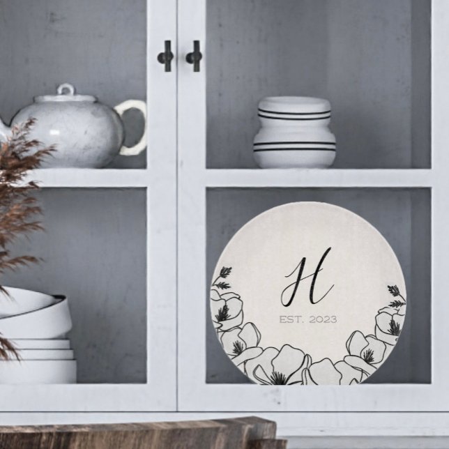 Farmhouse Magnolia Flower Custom Established Year  Cutting Board (Creator Uploaded)