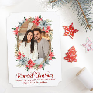 Farmhouse Married Christmas Wedding Announcement
