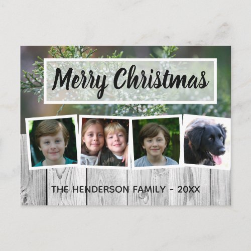 Farmhouse Merry Christmas Four Photo Holiday Postcard