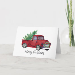 Farmhouse Modern Vintage Christmas red truck card