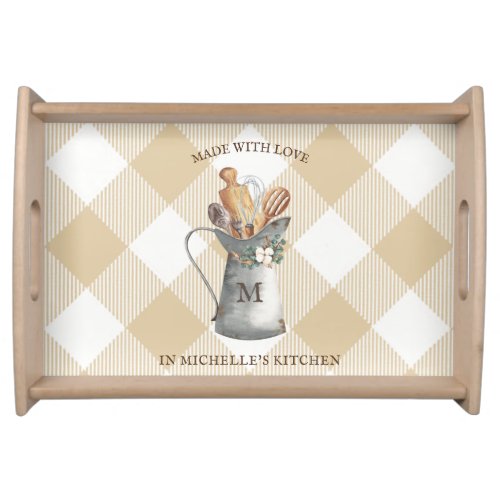 Farmhouse Monogram Name Serving Tray