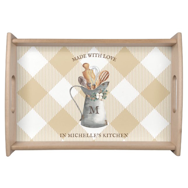 Farmhouse Monogram Name Serving Tray (Front)