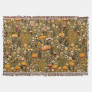 Farmhouse Mushroom Embroidery look like Blanket