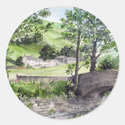 Farmhouse near Thirlmere Lake District England Classic Round Sticker