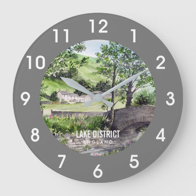 Farmhouse near Thirlmere, Lake District, England Large Clock (Front)