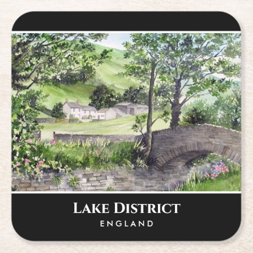 Farmhouse near Thirlmere Lake District England Square Paper Coaster