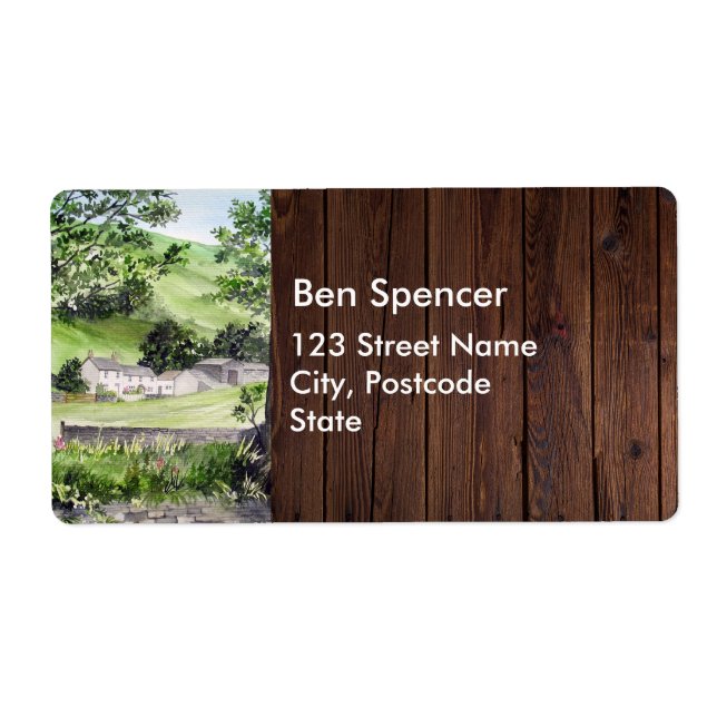 Farmhouse near Thirlmere Painting Wedding Label (Front)