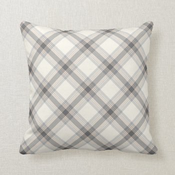 Farmhouse Neutral Plaid Pillow In Gray  Tan  Ivory by kersteegirl at Zazzle