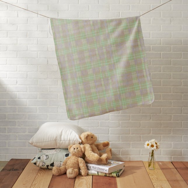 Farmhouse Neutral Sage Plaid Baby Blanket (In Situ)