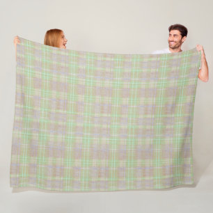 Farmhouse Neutral Sage Plaid Fleece Blanket