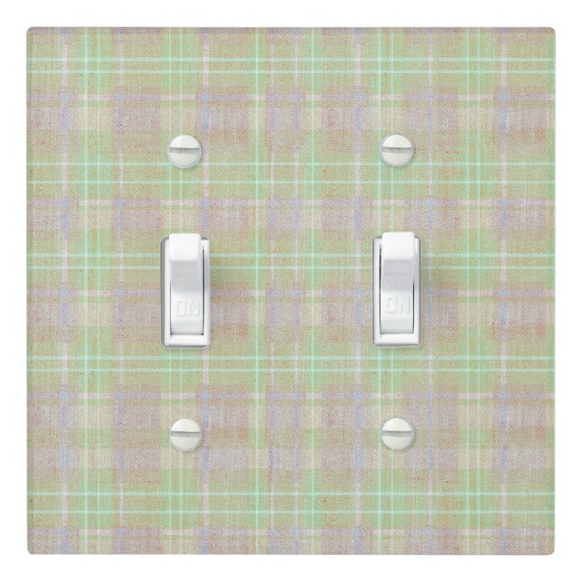 Farmhouse Neutral Sage Plaid Light Switch Cover (In Situ)