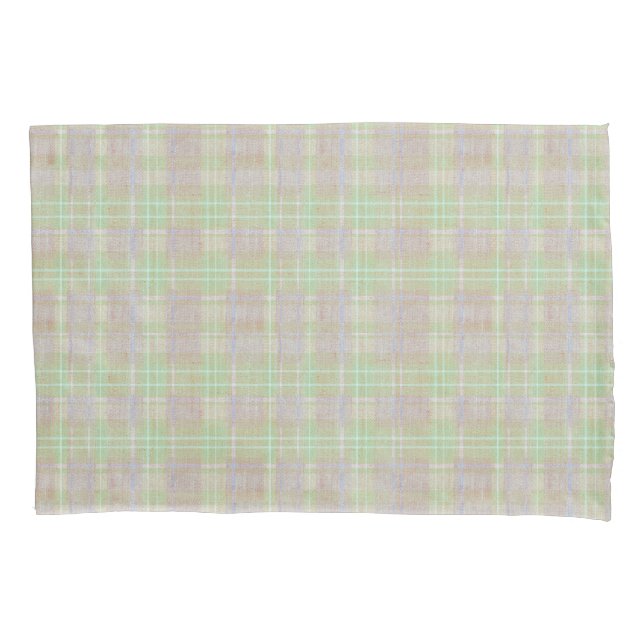Farmhouse Neutral Sage Plaid Pillow Case (Front-Left)