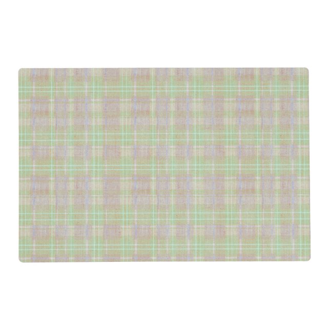 Farmhouse Neutral Sage Plaid Placemat (Front)