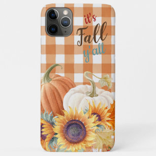 Farmhouse Orange Buffalo Check Pumpkin Sunflower iPhone 11 Pro Max Case