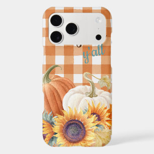 Farmhouse Orange Buffalo Check Pumpkin Sunflower iPhone 17 Pro Max Case