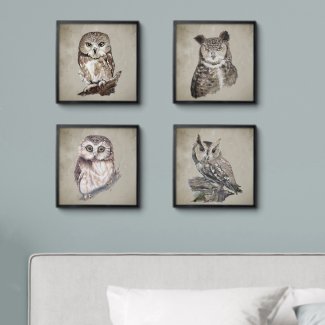 Farmhouse Owl with Attitude Wall Art Prints Peel And Stick Photo Tile