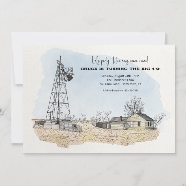 Farmhouse Party Invitations (Front)