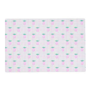 Farmhouse Party Pink Pineapple Plaid Placemat