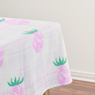 Farmhouse Party Pink Pineapple Plaid Tablecloth