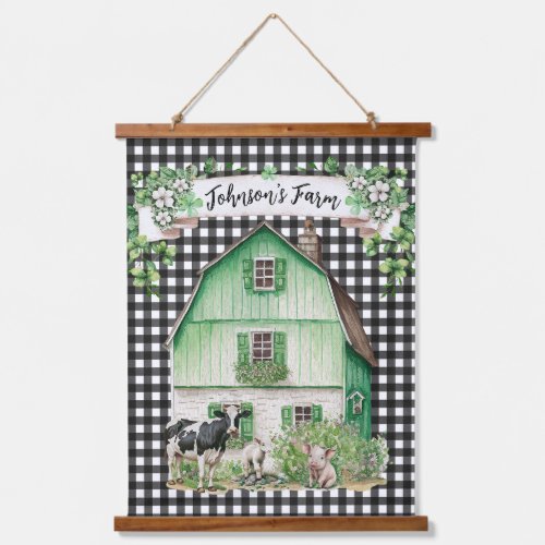 Farmhouse  Personalized Green Barn Hanging Tapestry