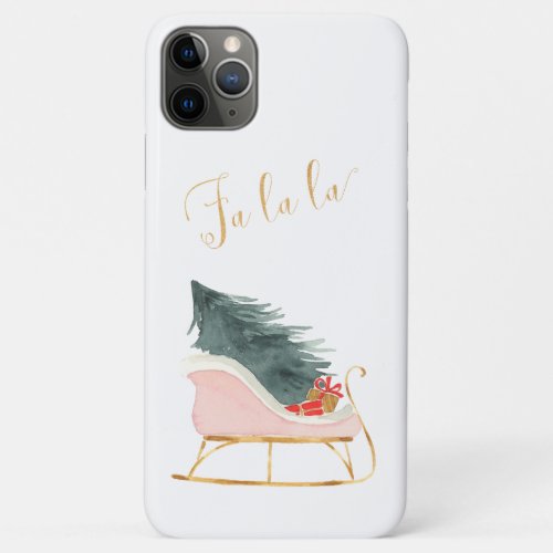 Farmhouse Pink Christmas Sleigh Falala iPhone 11 Pro Max Case