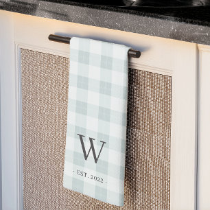 Farmhouse Plaid Monogram & Year Established Kitchen Towel