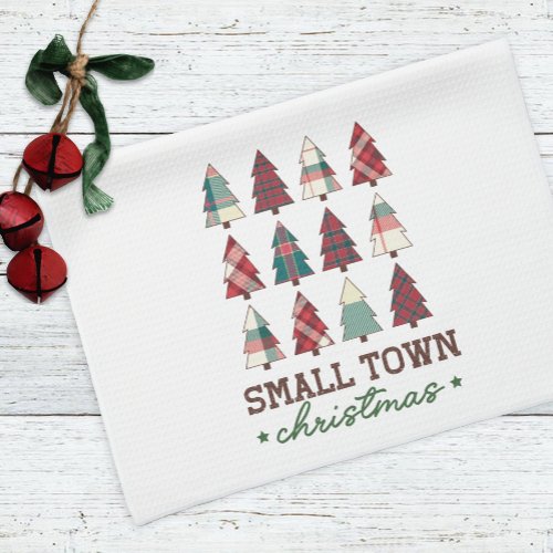 Farmhouse Plaid Tree Small Town Christmas  Kitchen Towel
