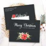 Farmhouse Poinsettia Dark A7 5x7 Christmas Card Envelope<br><div class="desc">From the Farmhouse Poinsettia Christmas & Holiday Collection: Farmhouse Poinsettia Dark Black A7 5x7 Christmas Card Envelopes, with Beautiful Typography Font "Merry Christmas" Holiday Greeting, and Personalized Family Name and address. Easily customize text for this pretty Christmas Envelope Template. A classic and rustic combination that will wow all your family...</div>