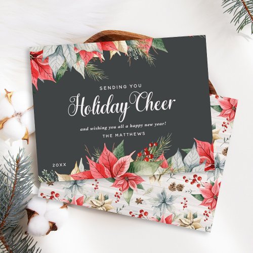 Farmhouse Poinsettia Rustic Chic Christmas Cheer Holiday Card