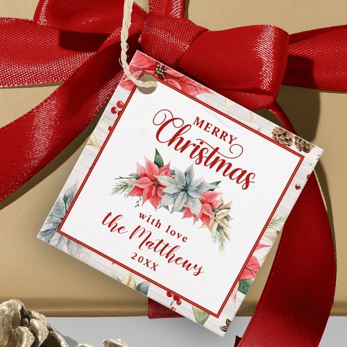 Farmhouse Poinsettia Rustic Christmas Gift Tags