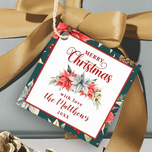 Farmhouse Poinsettia Rustic Christmas Gift Tags