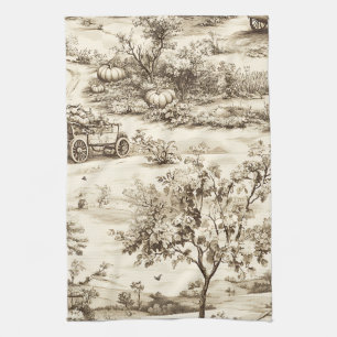 Farmhouse Pumpkin Harvest Countryside Toile (2) Kitchen Towel