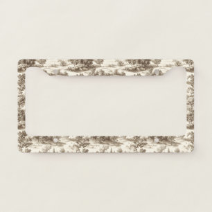 Farmhouse Pumpkin Harvest Countryside Toile (5) License Plate Frame